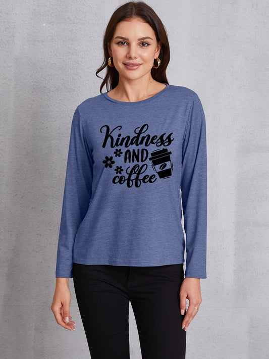 KINDNESS AND COFFEE Round Neck T-Shirt